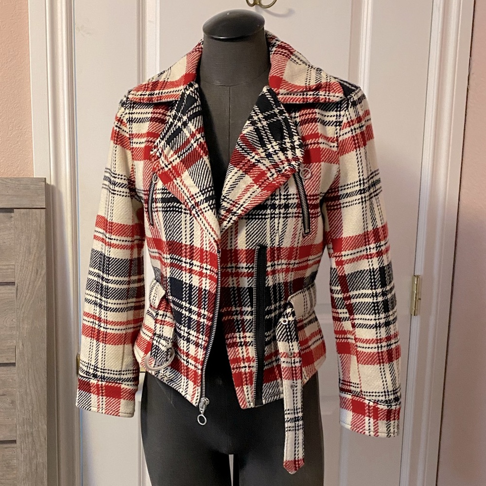 Brand new plaid moto jacket